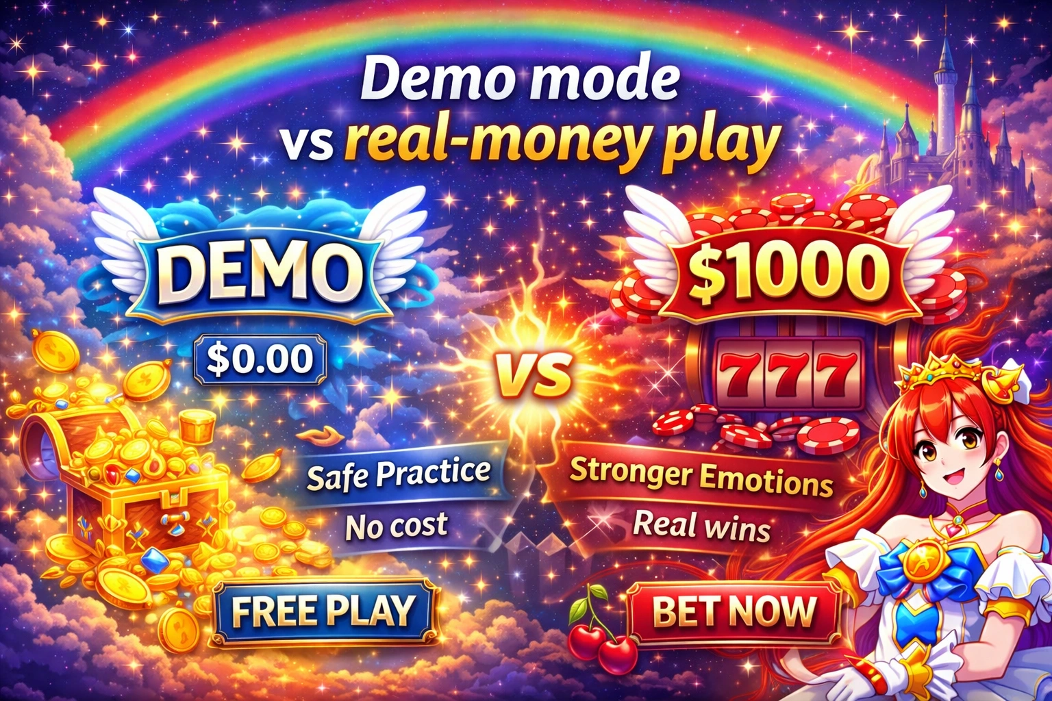 Demo mode vs real-money play